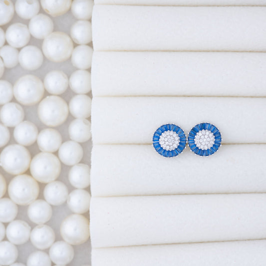 Blue Floral Stud