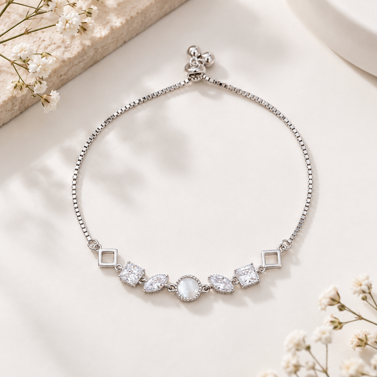 Moonstone Shine Bracelet 925 Silver for Women | Ivaana Silver