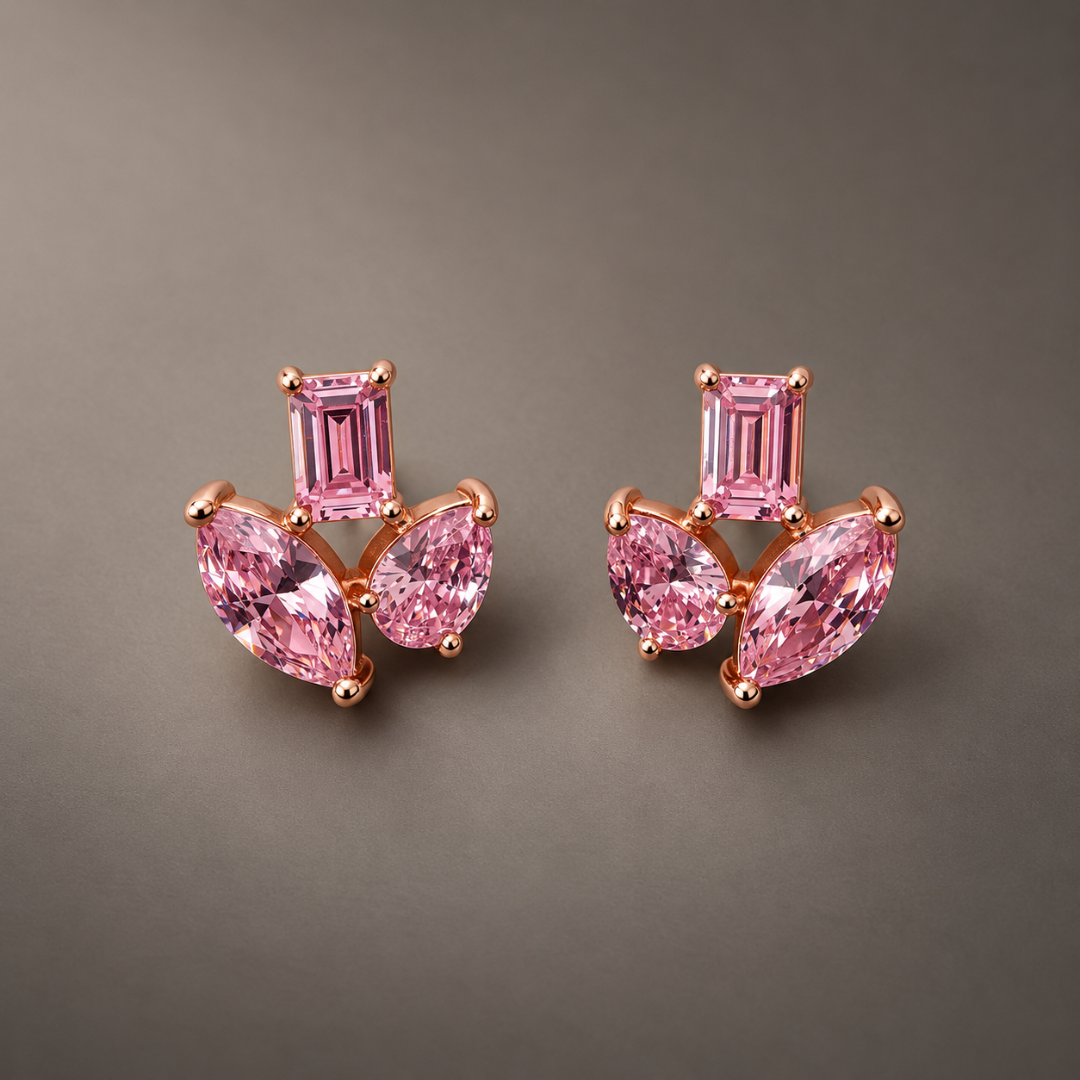 Cluster Stud Earrings 925 Silver for Women | Ivaana Silver