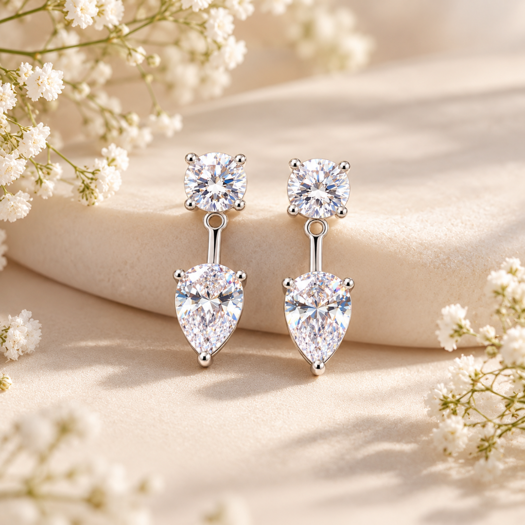 Solitaire Pear Drop Earrings