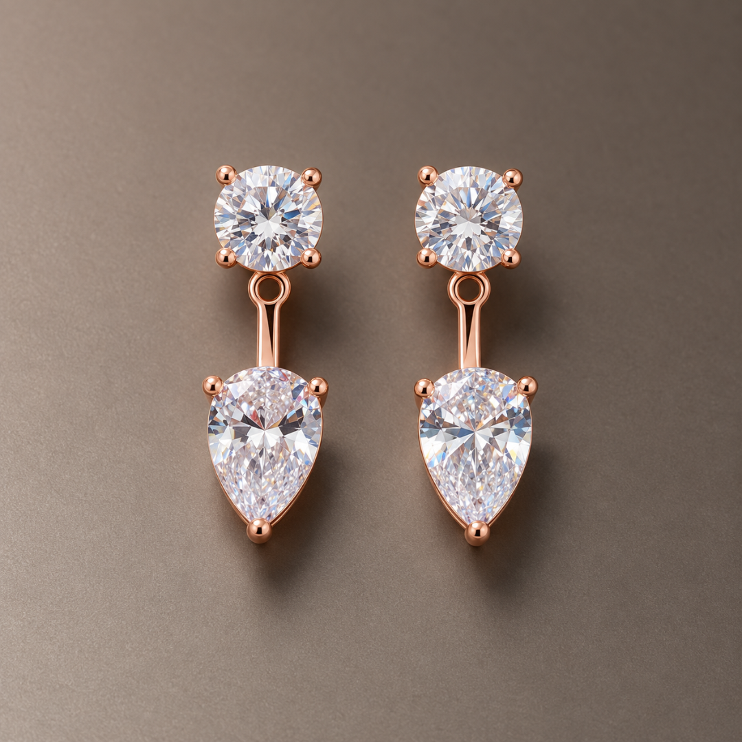 Solitaire Pear Drop Earrings