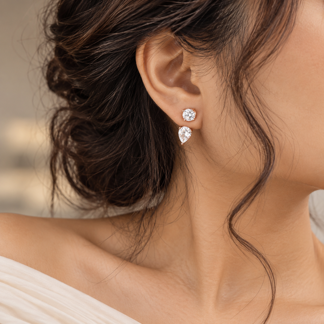 Solitaire Pear Drop Earrings
