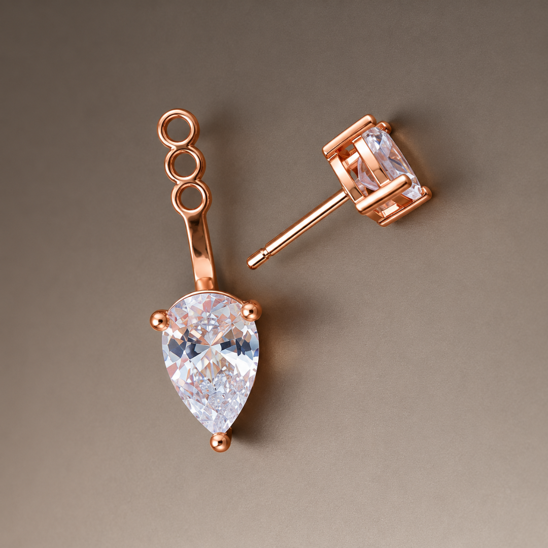 Solitaire Pear Drop Earrings