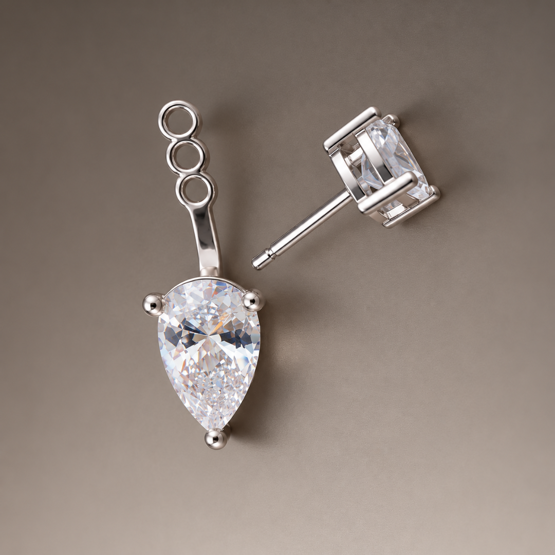 Solitaire Pear Drop Earrings