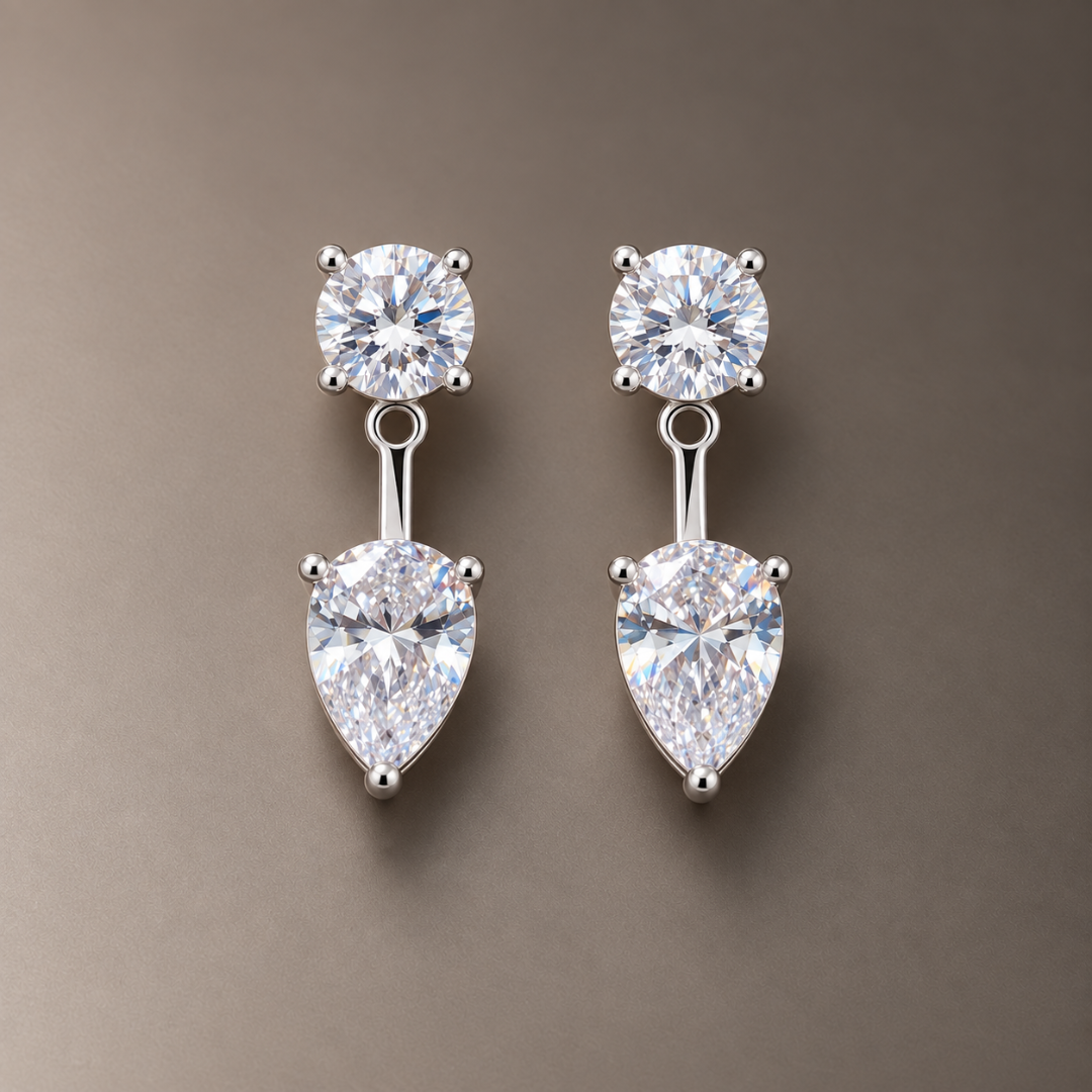 Solitaire Pear Drop Earrings
