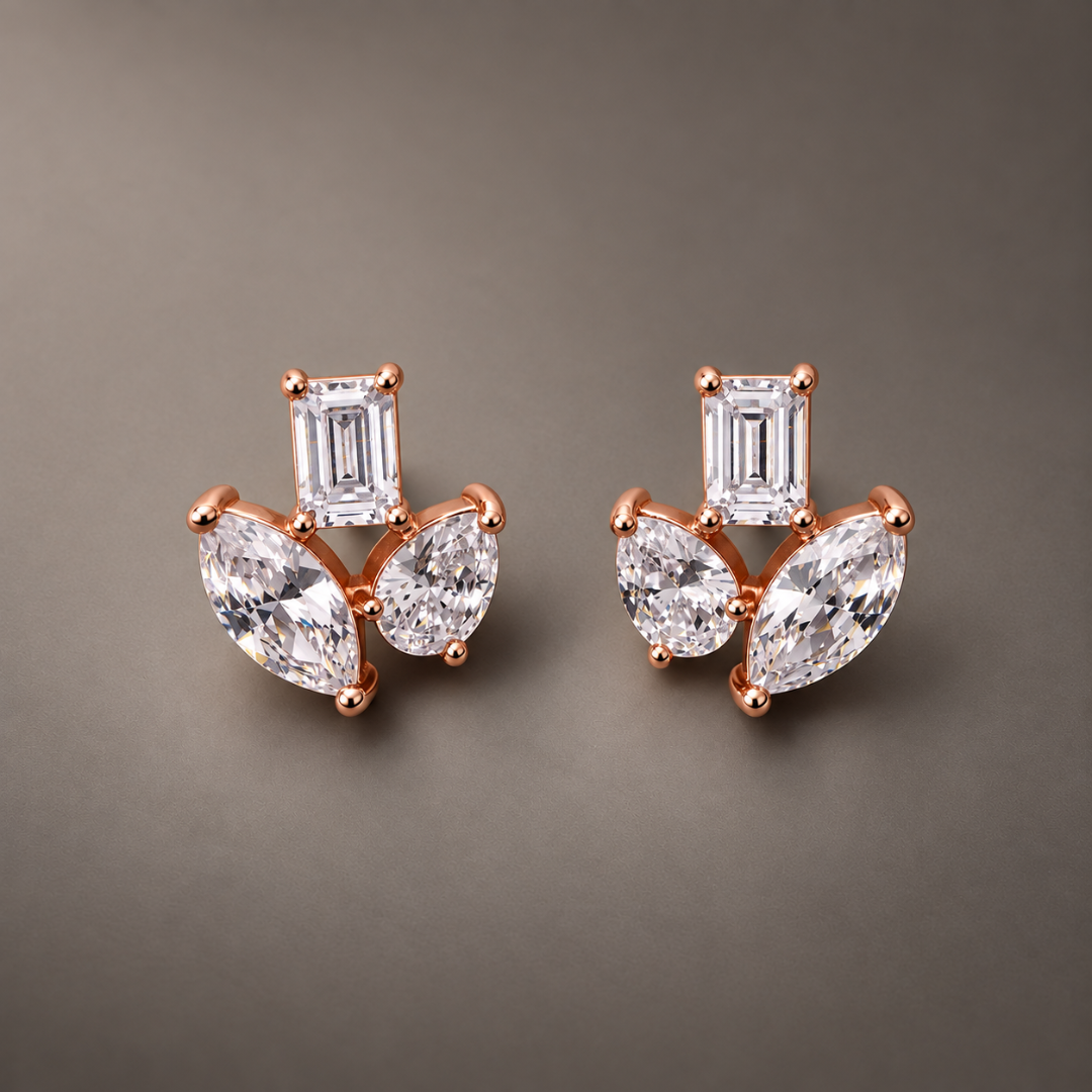 Cluster Stud Earrings 925 Silver for Women | Ivaana Silver