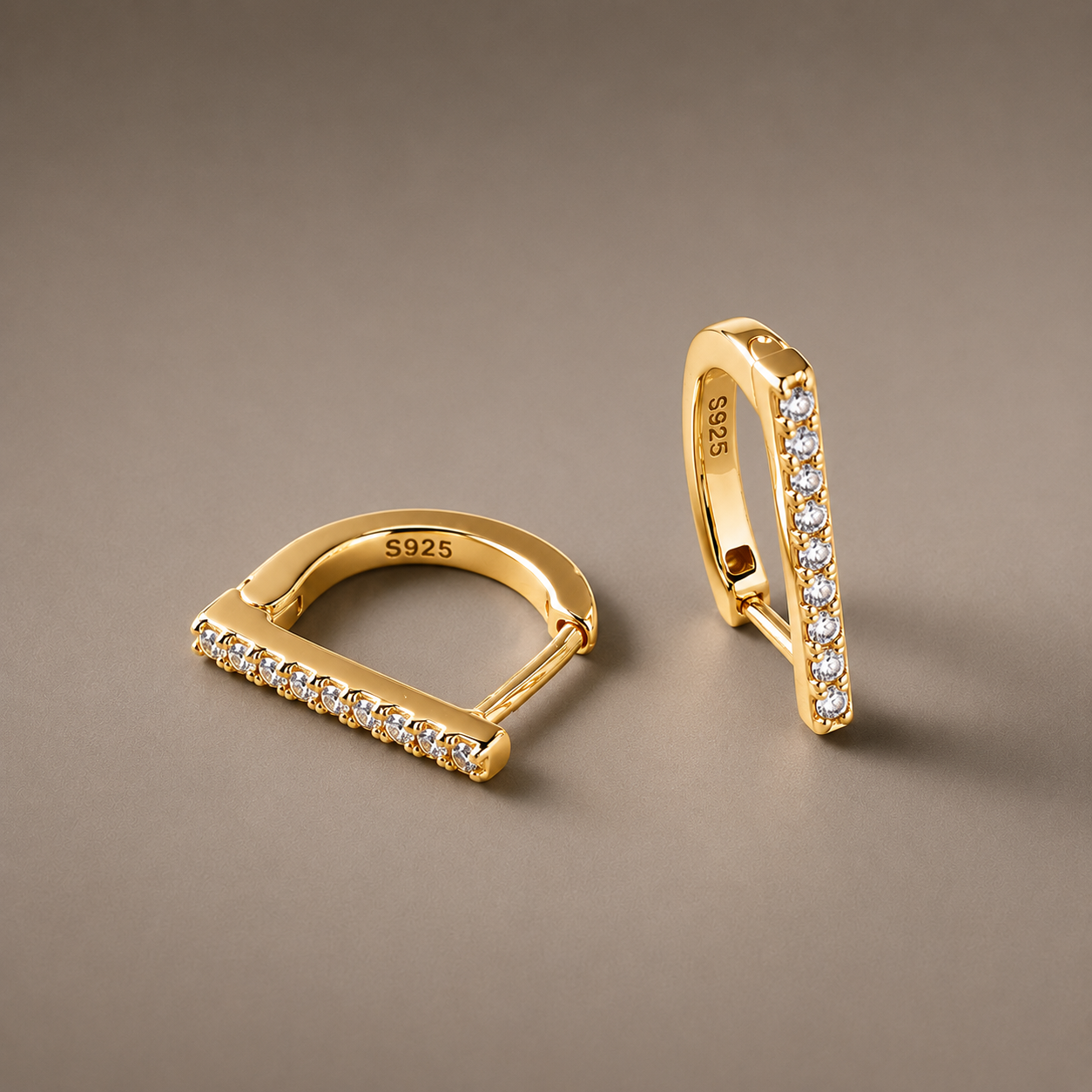Elegant Bar Hoop Earrings (Gold) for Women | Ivaana Silver