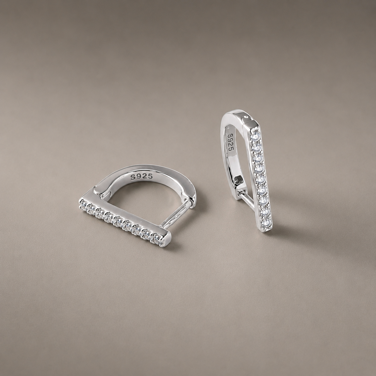 Elegant Bar Hoop Earrings (Silver) for Women | Ivaana Silver