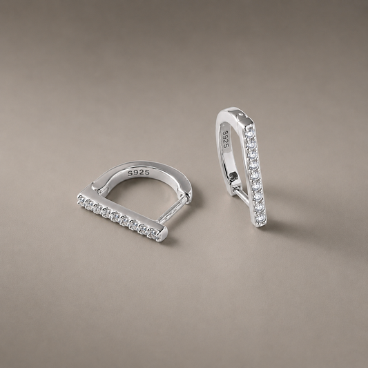 Elegant Bar Hoop Earrings (Silver) for Women | Ivaana Silver
