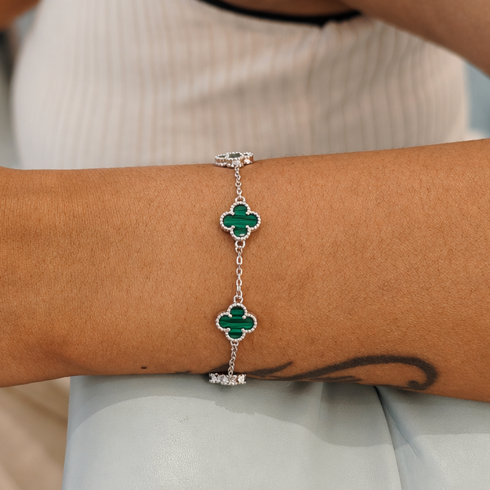 Green Malachite 925 Silver Bracelet for Women