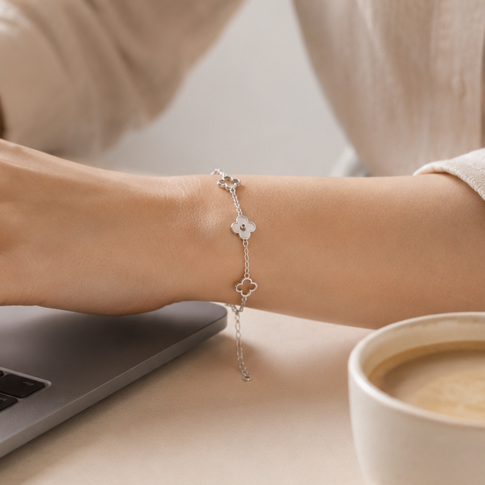 Clover Whisper Bracelet 925 Silver for Women | Ivaana Silver