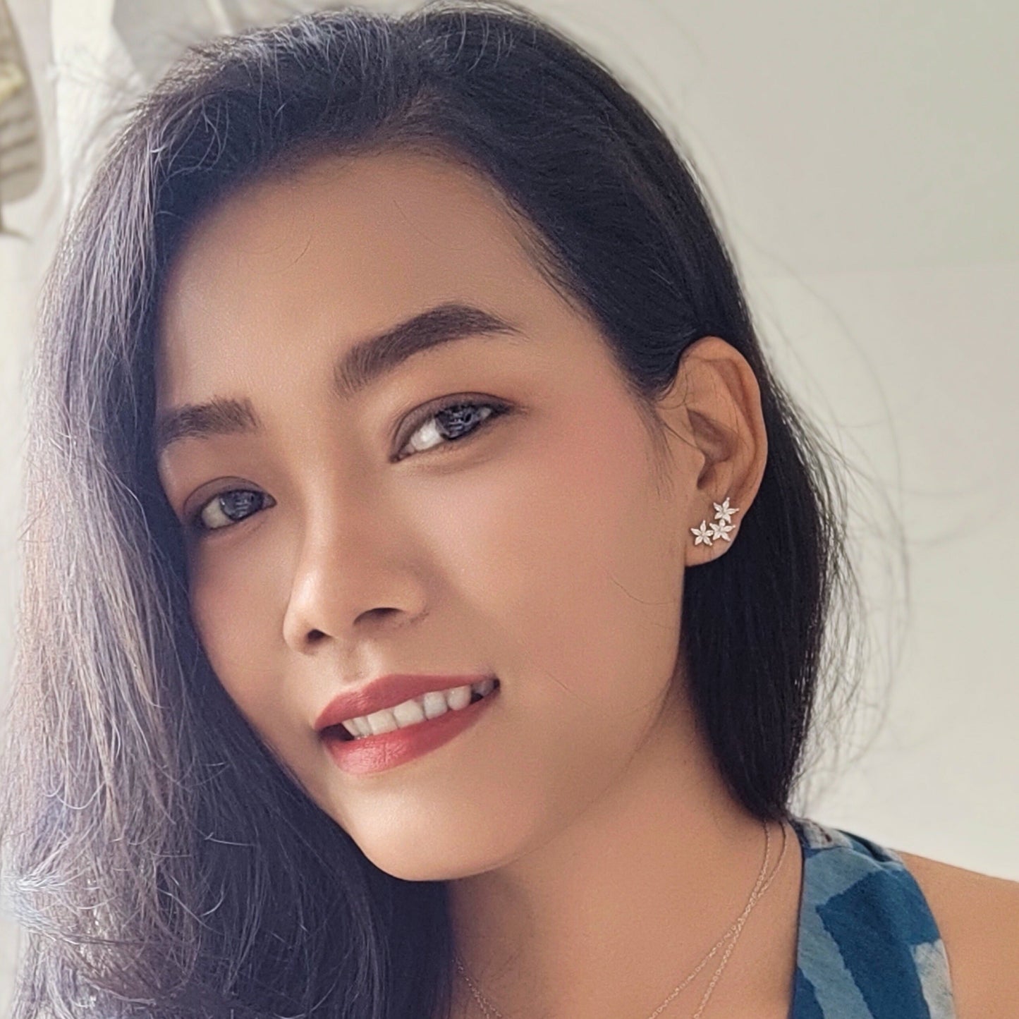 Floral Cascade Studs Earrings 925 Silver for Women | Ivaana Silver
