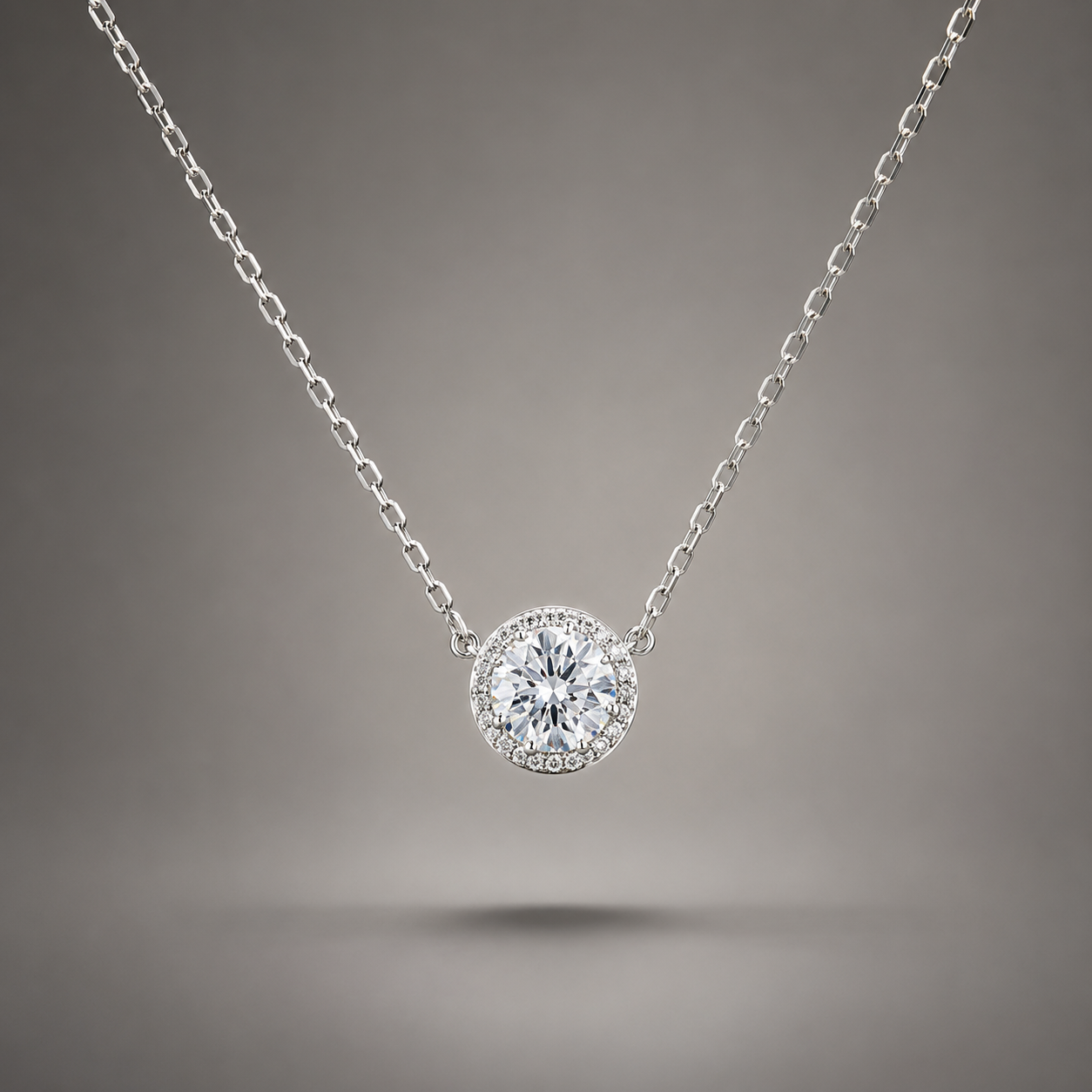 Ivaana Halo Solitaire Pendant Necklace 925 Silver for Women | Ivaana Silver